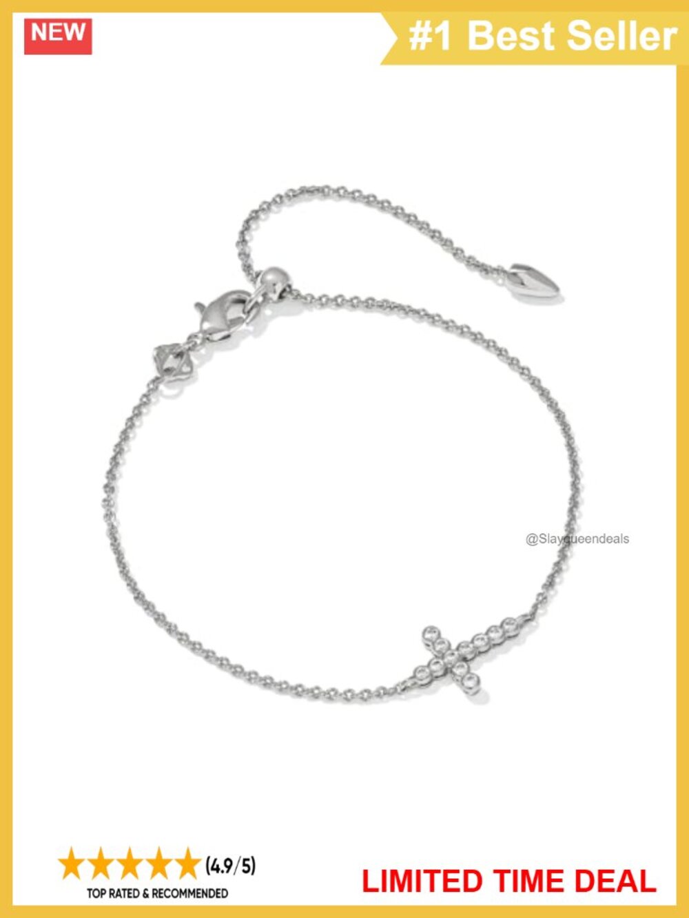 Cross Cubic Zirconia Delicate Chain Bracelet Adjustable Gift for Women
